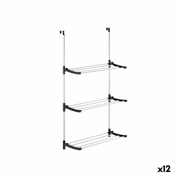 Klädhängare hopfällbar Svart Silvrig 65,5 x 29 x 129 cm Dörrar (12 antal)