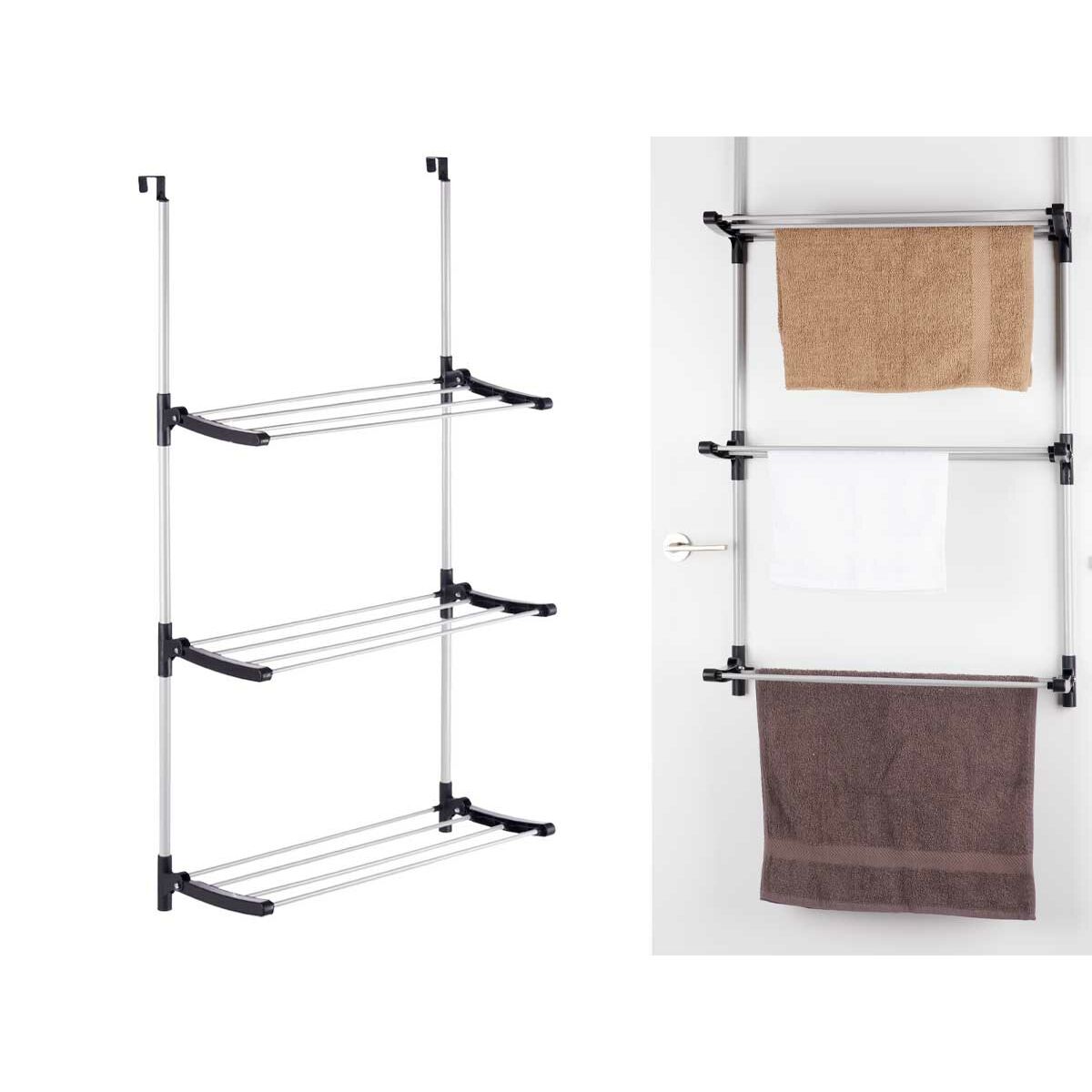 Klädhängare hopfällbar Svart Silvrig 65,5 x 29 x 129 cm Dörrar (12 antal) - 4