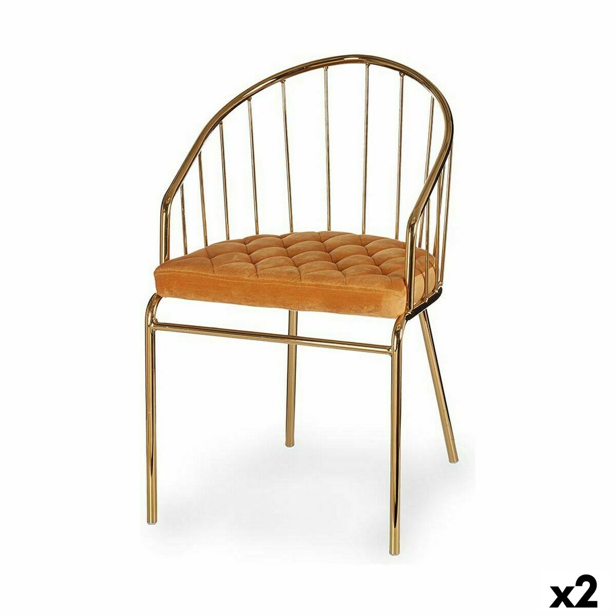 Stol Gift Decor Gyllene Senap Polyester Järn 51 x 81 x 52 cm Stänger (2 antal) - 3