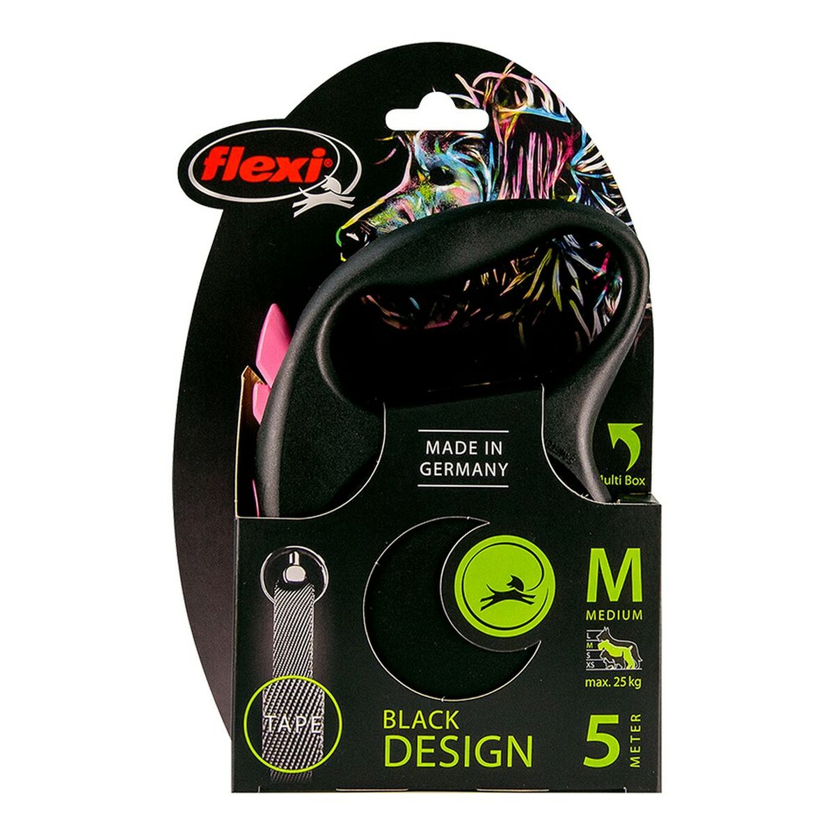 DoHundkoppel Flexi BLACK DESIGN Svart Rosa S - 3