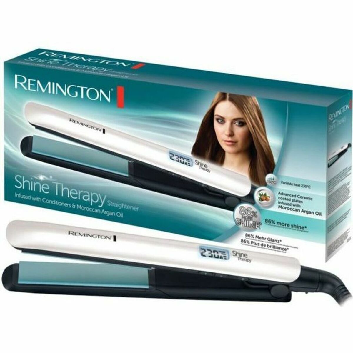 Plattång Remington Shine Therapy S8500 Vit Svart/Silvrig - 2