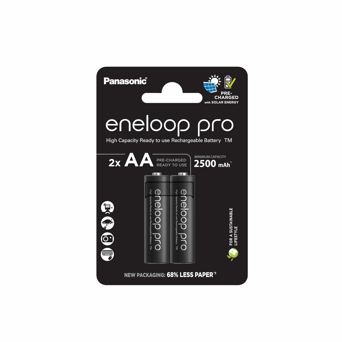 Laddningsbara Batterier Panasonic BK-3HCDE/2CP 2500 mAh 1,2 V - 3