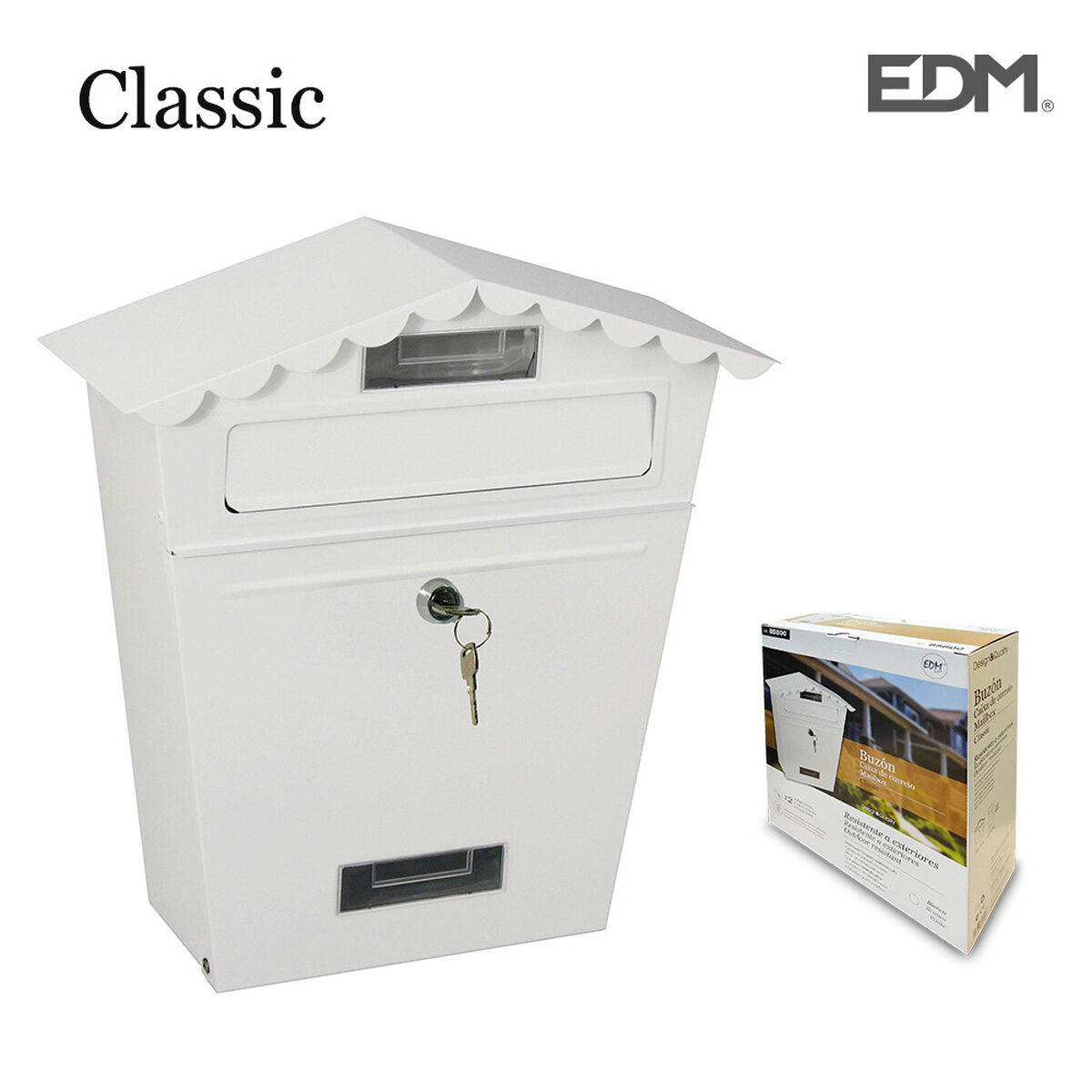 Brevlåda EDM 85800 Vit Stål Classic 29,5 x 10,5 x 35,5 cm - 2