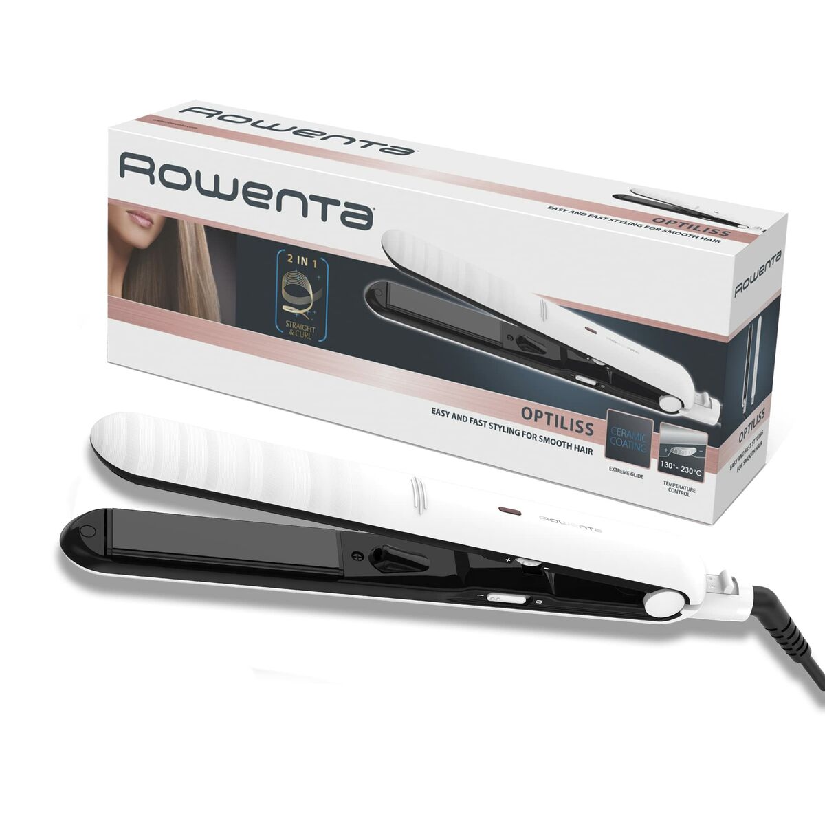 Plattång Rowenta SF3210 Optiliss Vit/Svart Vit