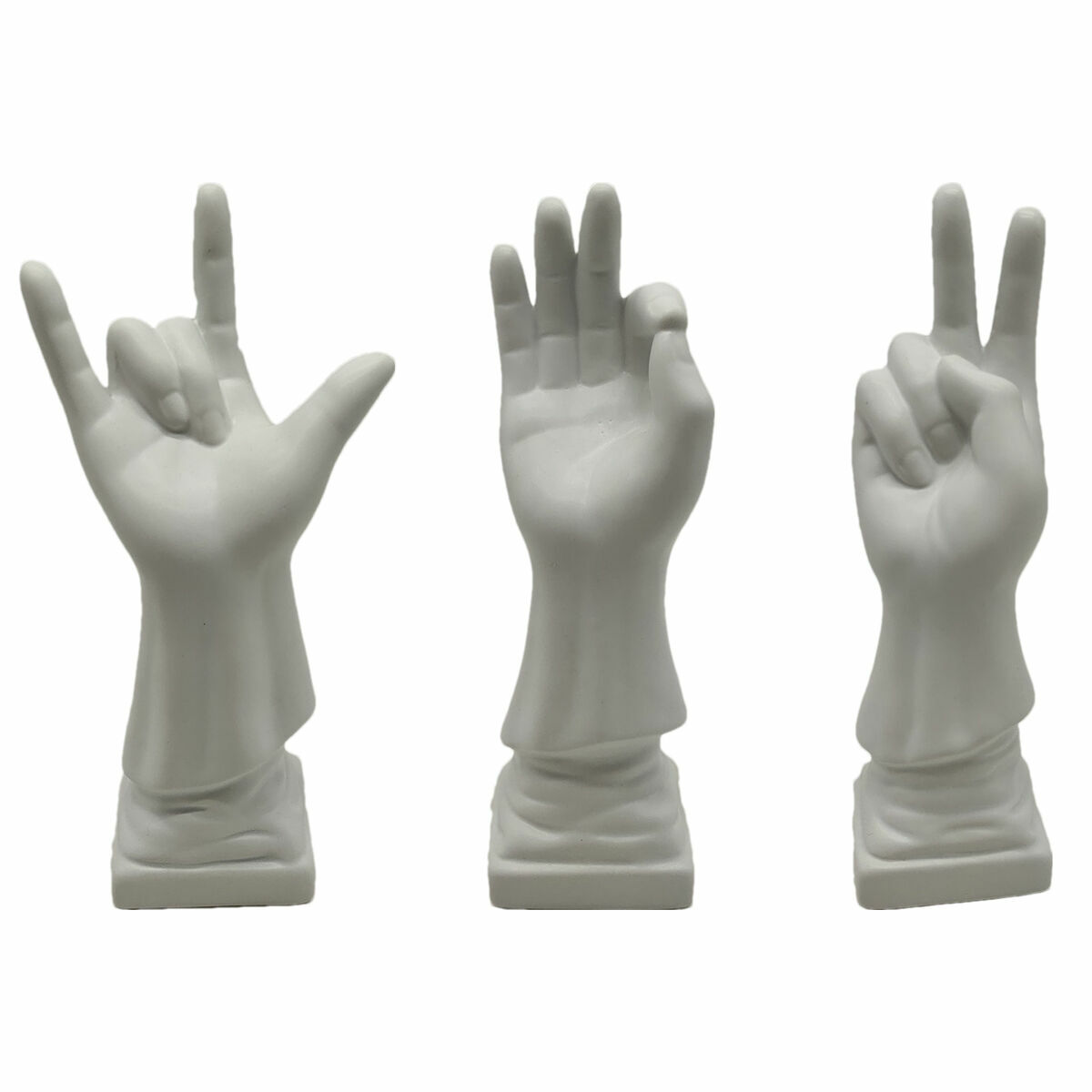 Prydnadsfigur DKD Home Decor Vit Hand 7 x 7 x 25 cm (3 antal) - 3