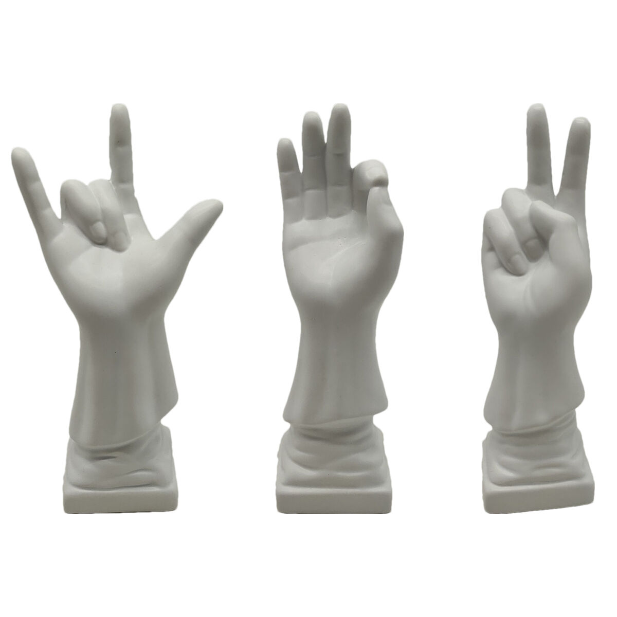 Prydnadsfigur DKD Home Decor Vit Hand 7 x 7 x 25 cm (3 antal)