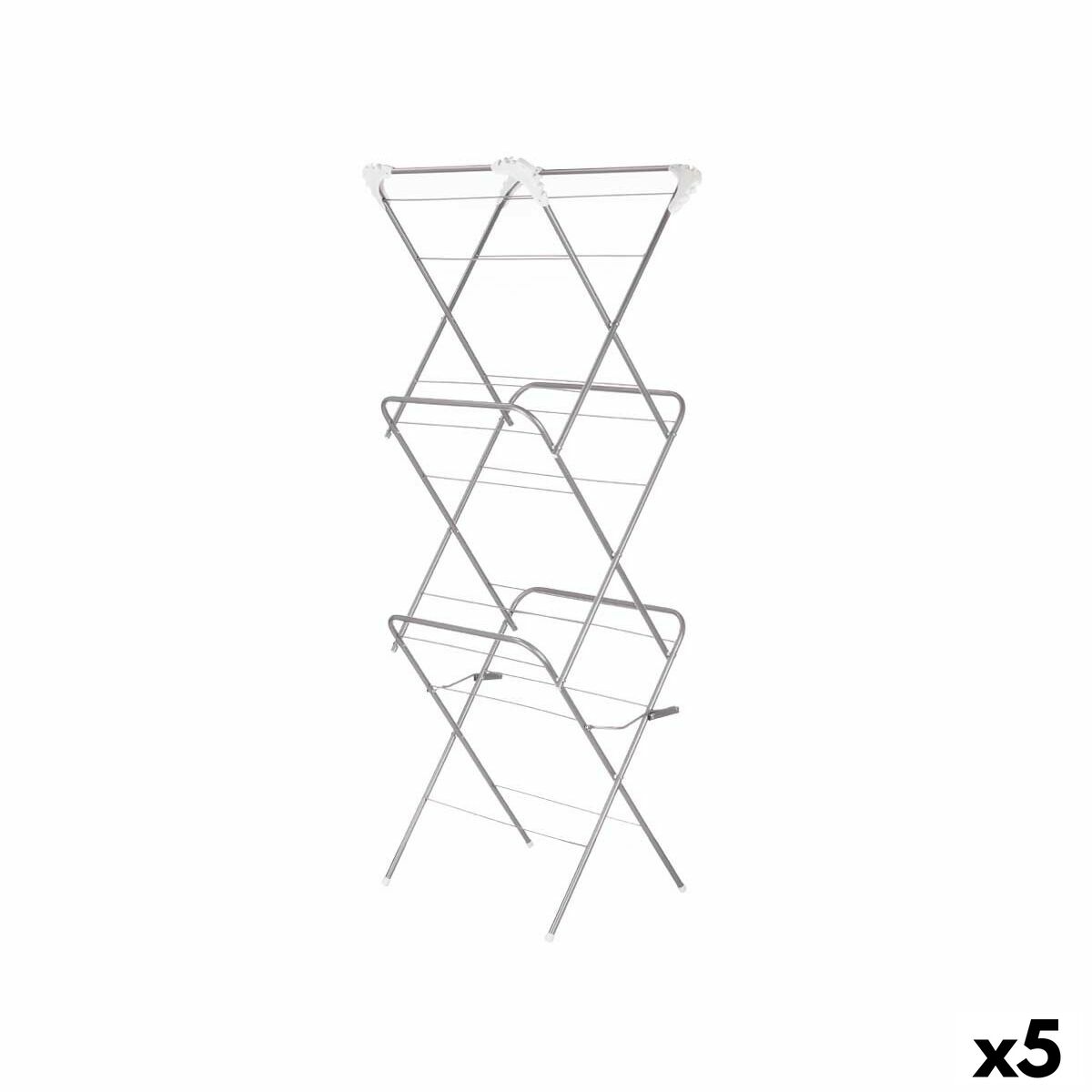 Klädhängare hopfällbar Kipit Vit Silvrig polypropen Järn 47 x 41 x 136 cm 49 x 6,5 x 47 cm Vertikalt (5 antal)