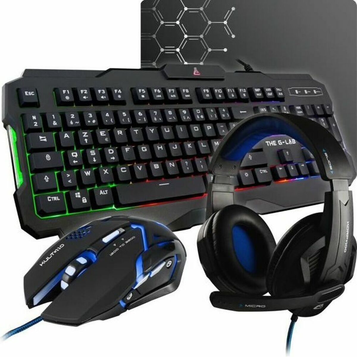Tangentbord och Mus The G-Lab Combo Argon AZERTY Svart Franska AZERTY - 7