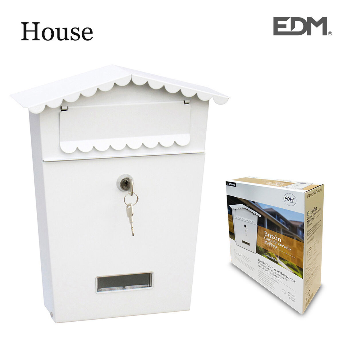 Brevlåda EDM 85802 House Vit Stål 21 x 6 x 30 cm - 2