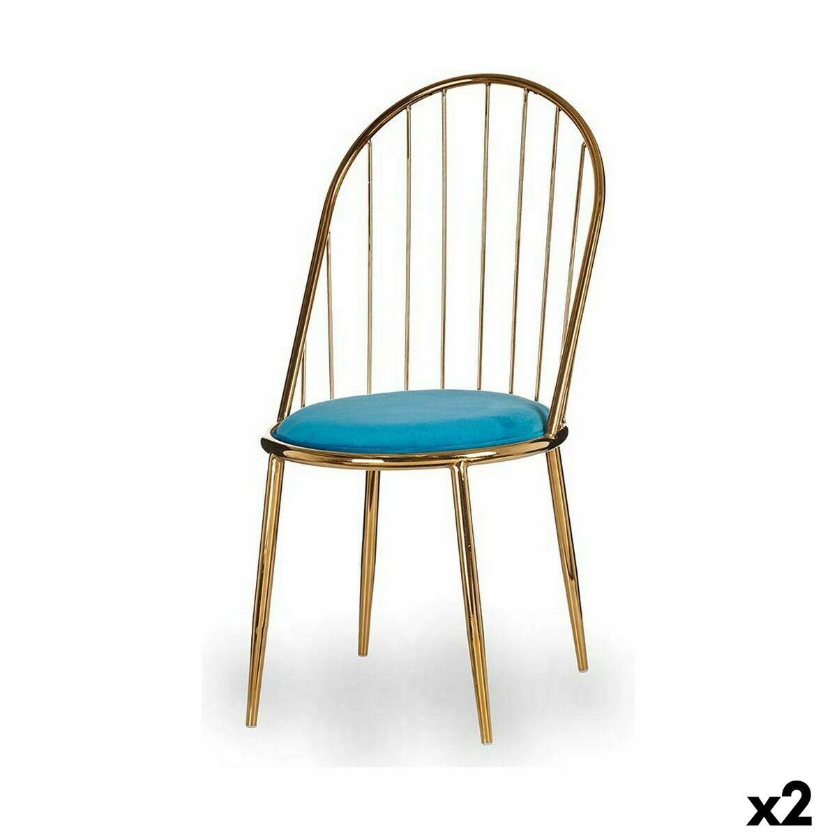 Stol Gift Decor Blå Gyllene Polyester Järn 48 x 95,5 x 48 cm Stänger (2 antal)