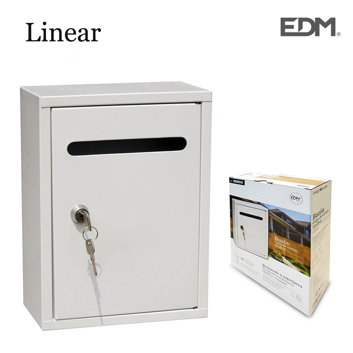 Brevlåda EDM 85803 Linear Vit Stål 26 x 20 x 7,5 cm - 4