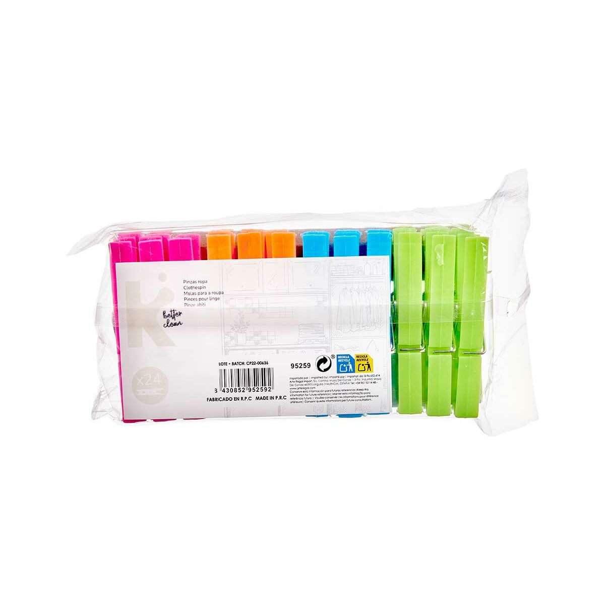 Klädnypor Multicolour Plast 1 x 8 x 8 cm 17 x 8 x 4 cm 13 x 20 x 4 cm 13 x 25 x 4 cm Set 24 Delar (24 antal) - 3