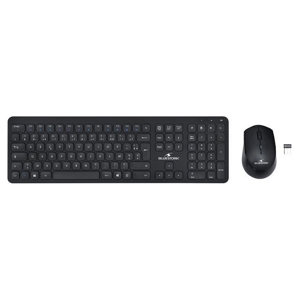 Tangentbord och Mus Bluestork Easy Slim AZERTY Svart Franska
