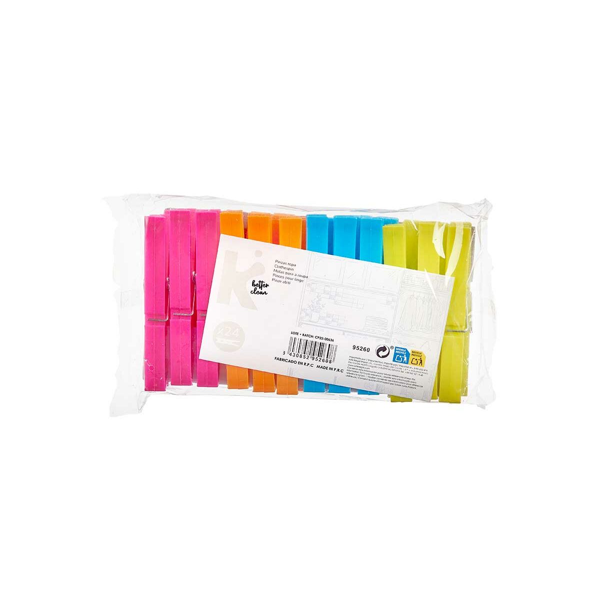 Klädnypor Multicolour Plast 15 x 29 x 4,5 cm 1,2 x 9,5 x 9,5 cm Set 24 Delar (24 antal) - 3