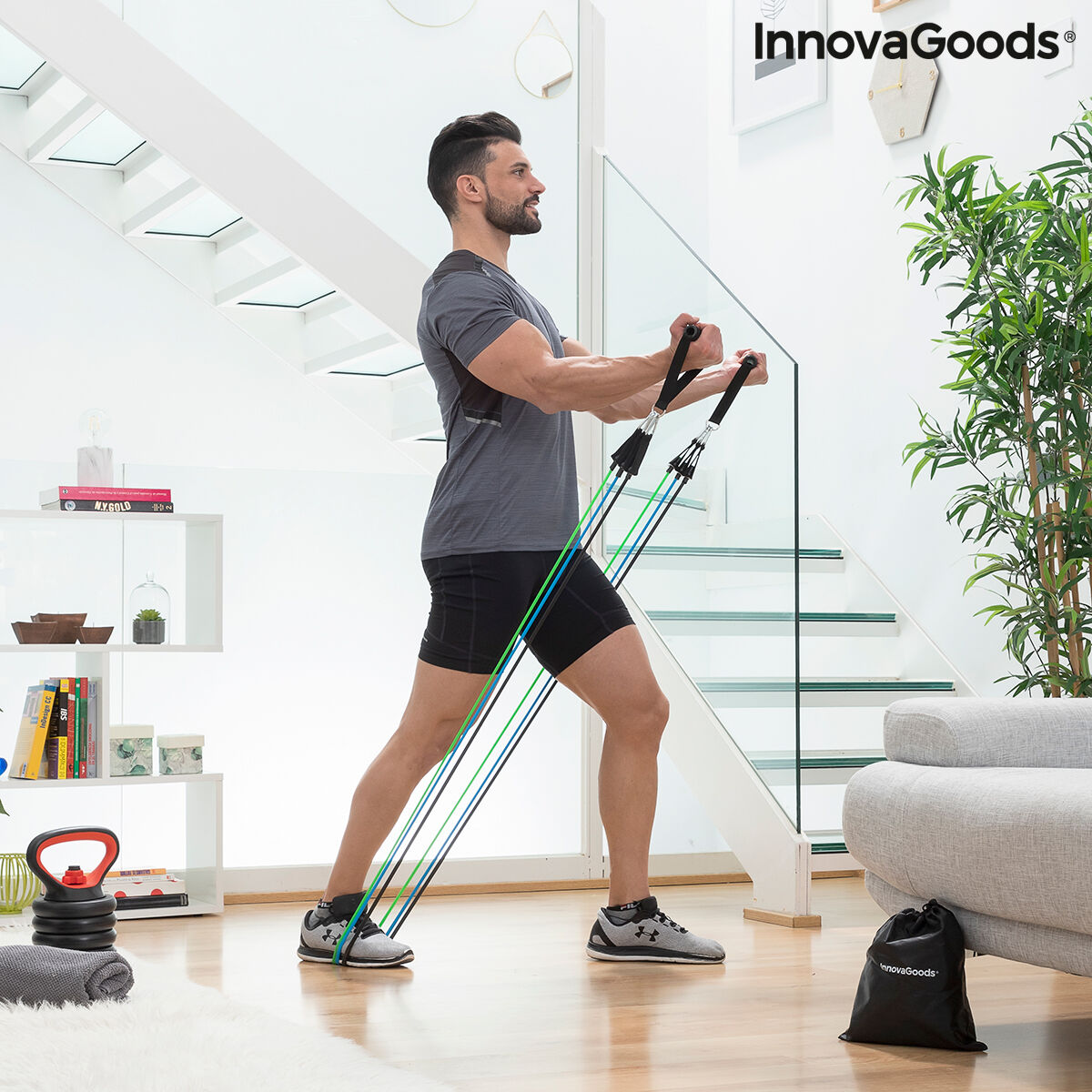 Set med motståndsband, tillbehör och träningsguide InnovaGoods Tribainer (Renoverade A) - 3