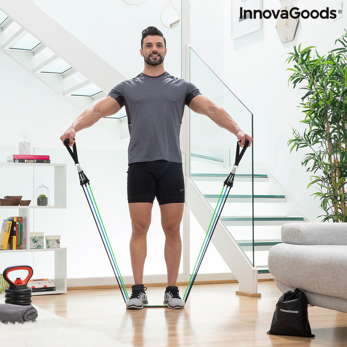 Set med motståndsband, tillbehör och träningsguide InnovaGoods Tribainer (Renoverade A) - 4