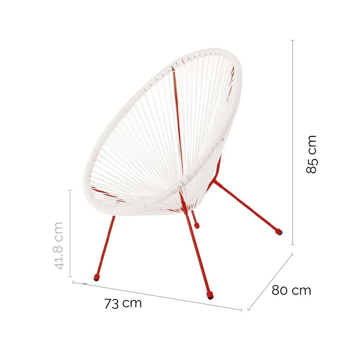 Trädgårdssoffa Acapulco 73 x 80 x 85 cm Röd Vit Rattan - 2