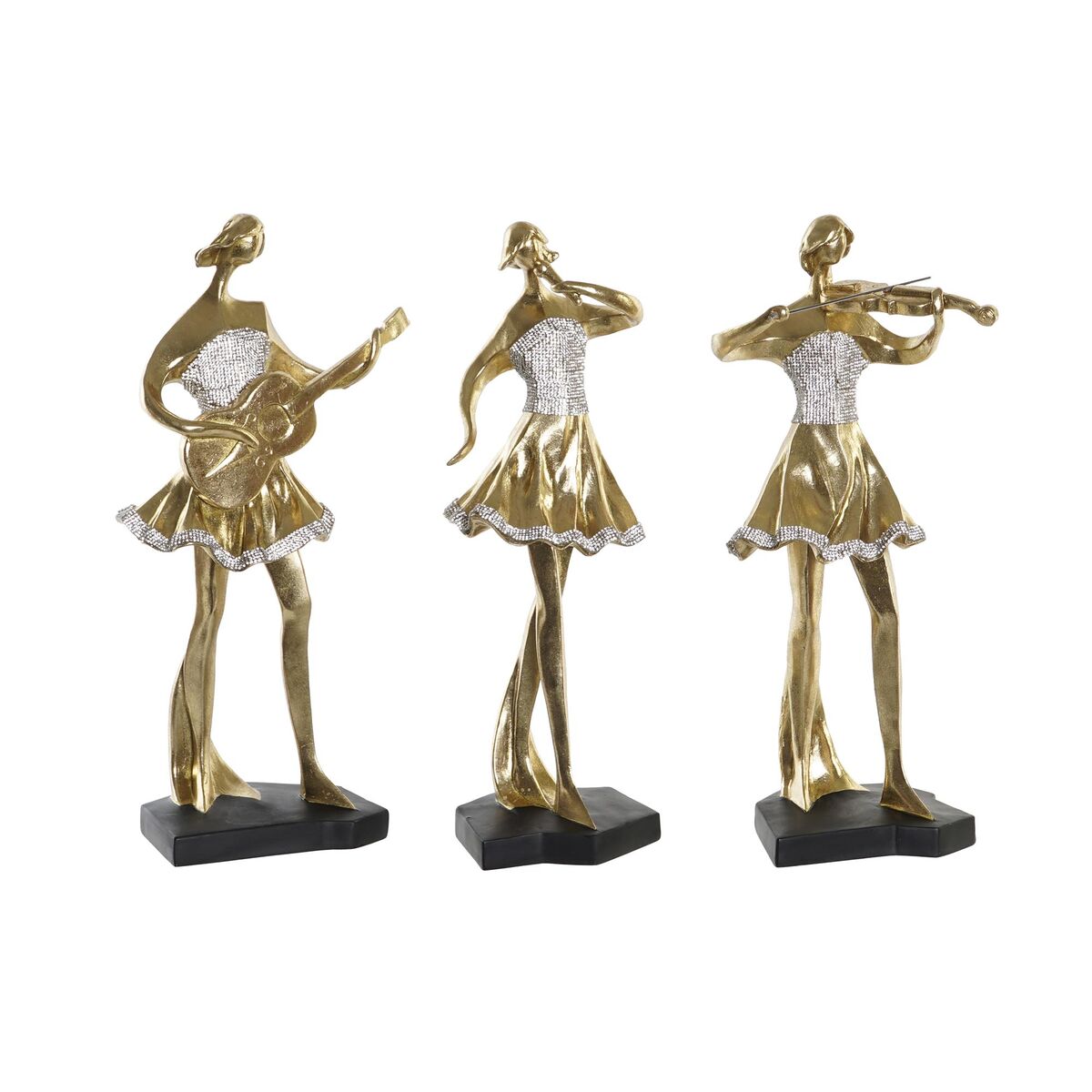Prydnadsfigur DKD Home Decor Musik 20 x 12 x 41,5 cm Ballerina Gyllene Romantisk (3 antal) - 4