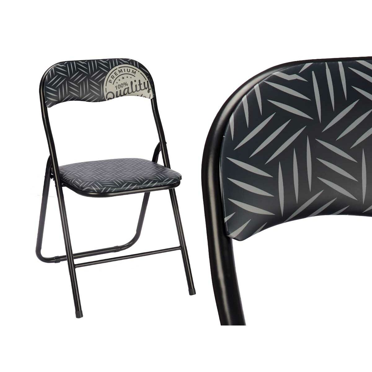 Hopfällbar Stol Quality Svart Grå PVC Metall 43 x 46 x 78 cm (6 antal) - 4