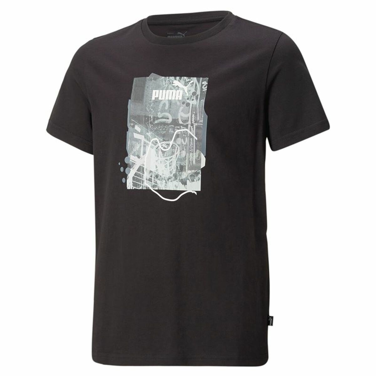 T-shirt med kortärm Barn Puma Essentials+ Street Art Grap Svart - 9