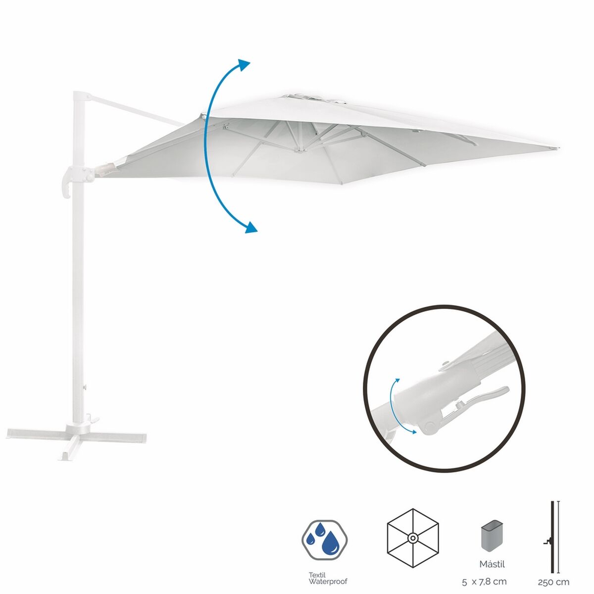 Naperny? Tiber Vit Aluminium 300 x 300 x 250 cm