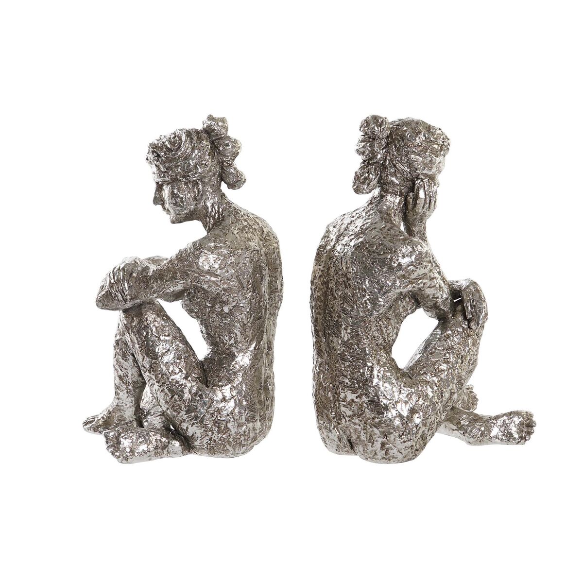 Prydnadsfigur DKD Home Decor 17 x 15 x 26 cm Kvinna Silvrig (3 antal) - 5