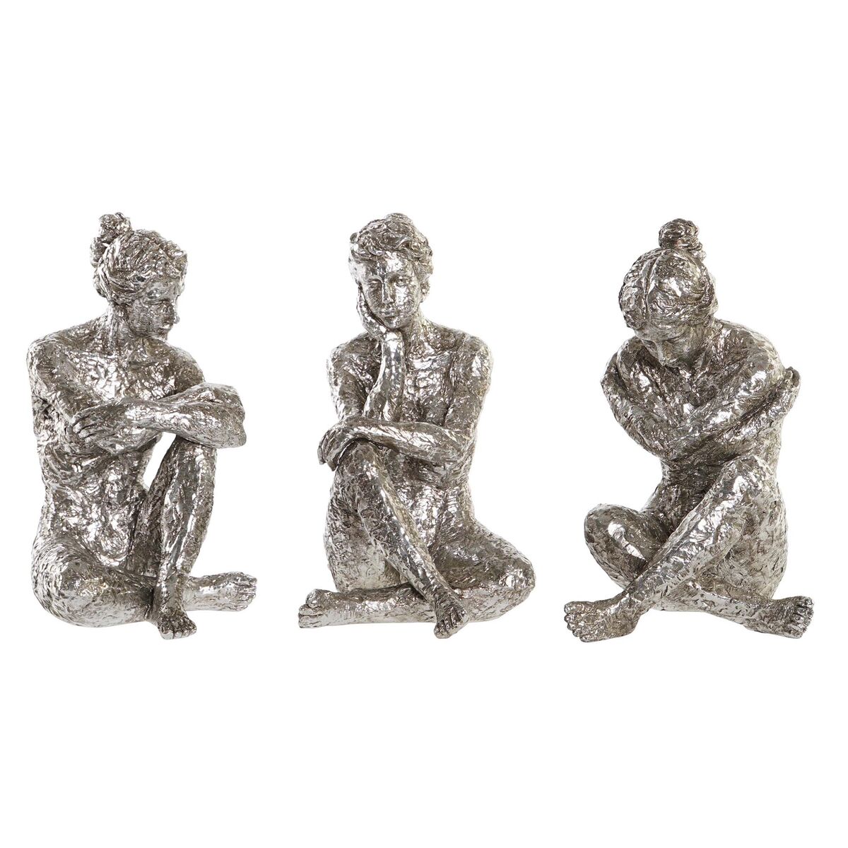 Prydnadsfigur DKD Home Decor 17 x 15 x 26 cm Kvinna Silvrig (3 antal) - 4