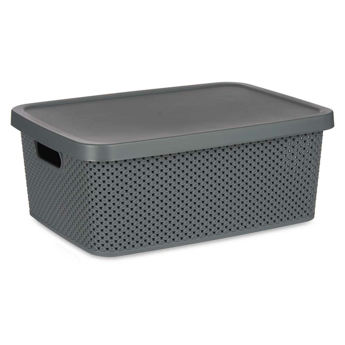 Förvaringslåda med lock Antracitgrå Plast 13 L 28 x 15,5 x 39 cm (12 antal) - 5