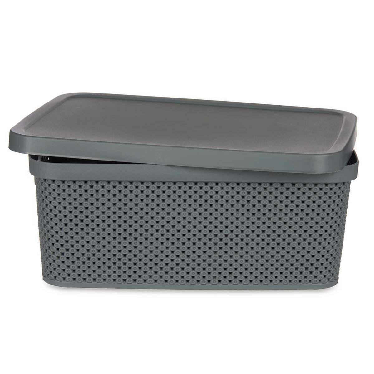 Förvaringslåda med lock Antracitgrå Plast 13 L 28 x 15,5 x 39 cm (12 antal) - 4
