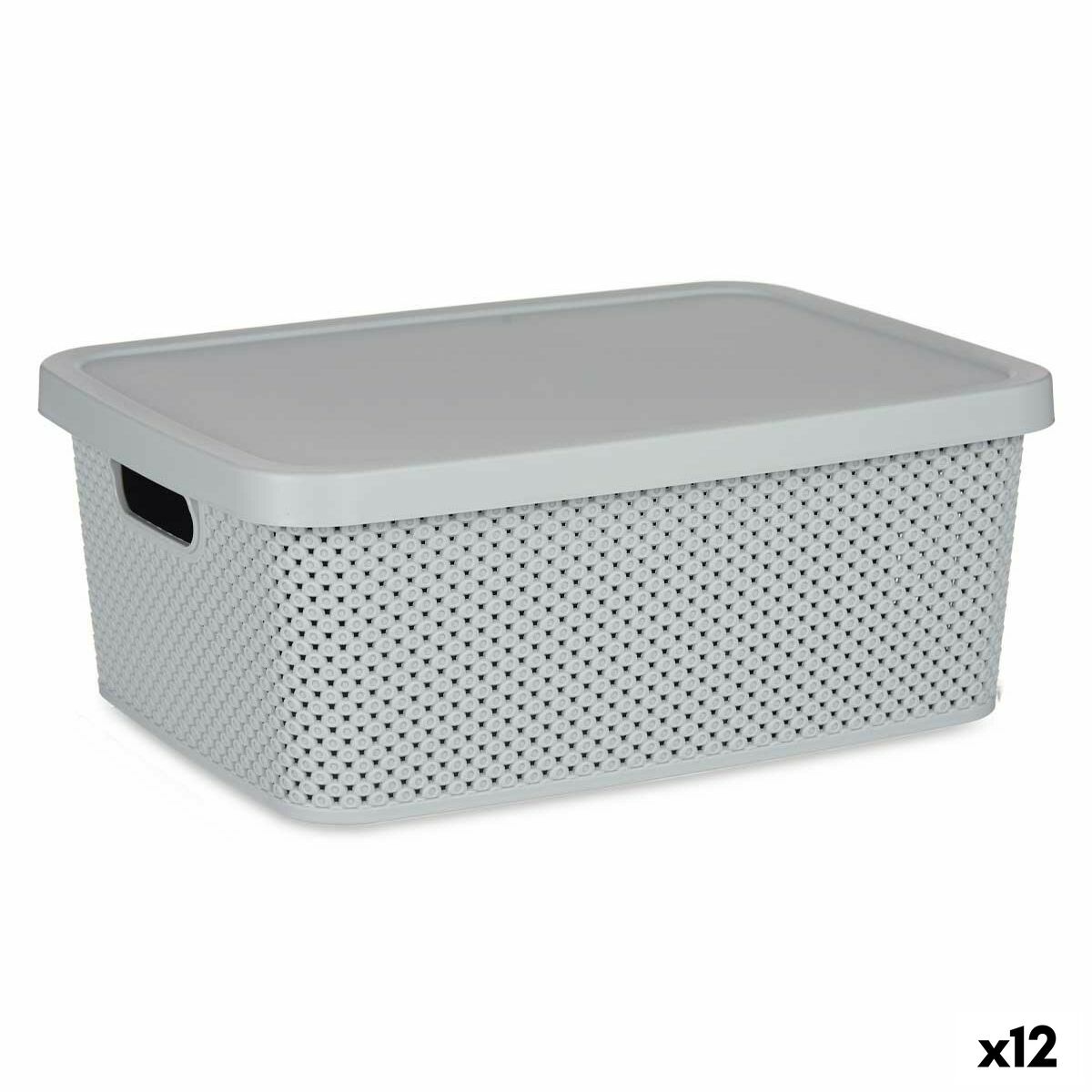 Förvaringslåda med lock Grå Plast 13 L 28 x 15 x 39 cm (12 antal) - 3