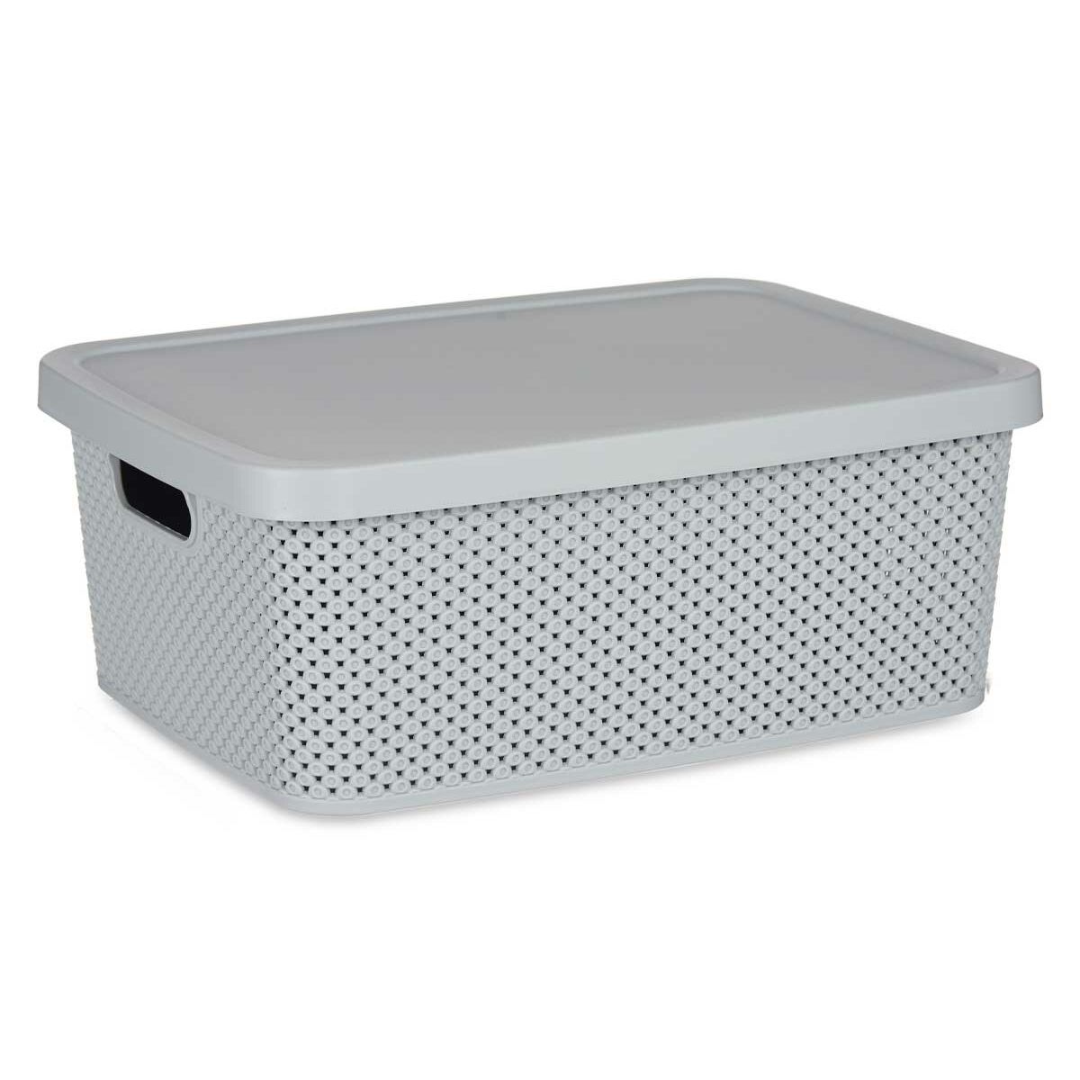 Förvaringslåda med lock Grå Plast 13 L 28 x 15 x 39 cm (12 antal) - 5