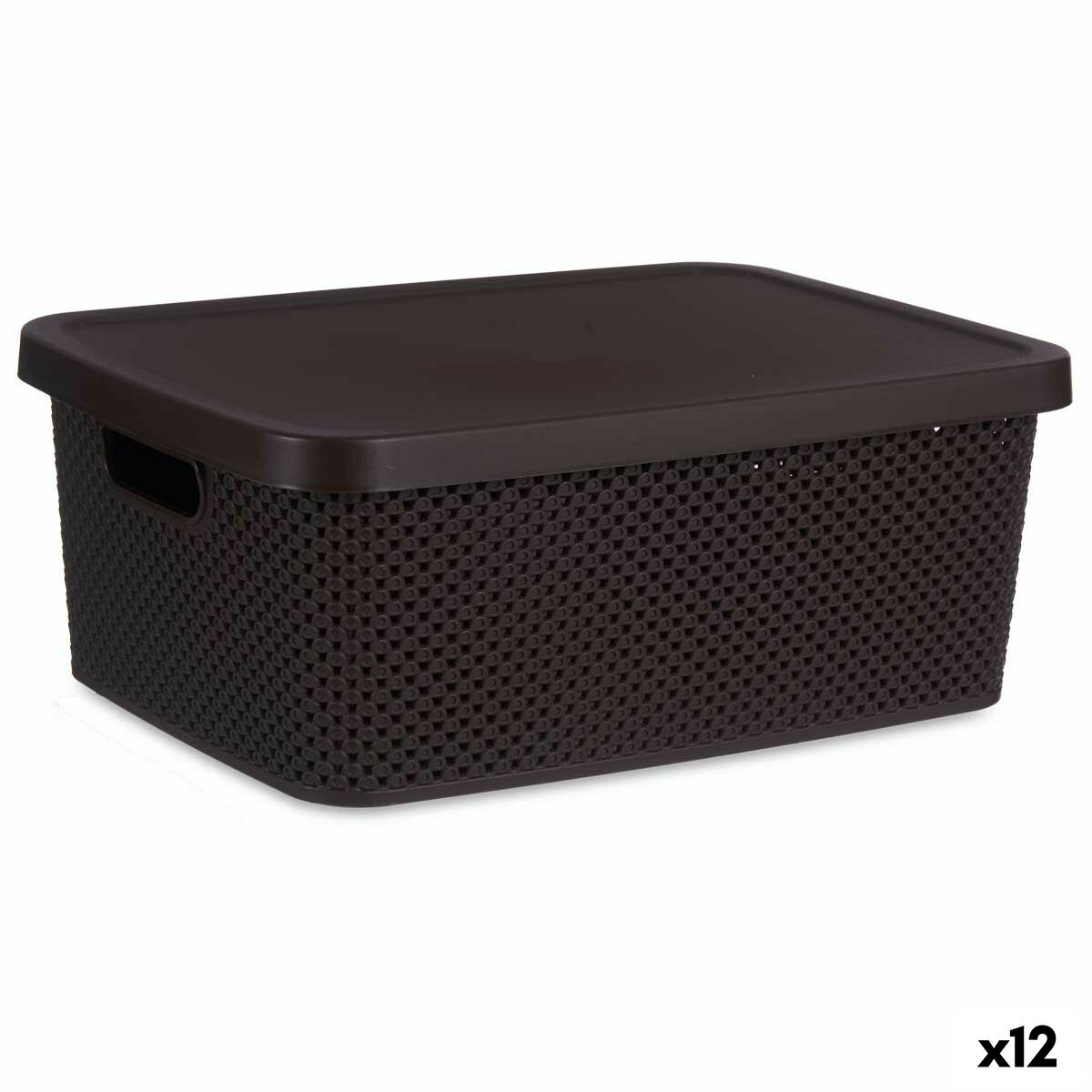 Förvaringslåda med lock Brun Plast 13 L 28 x 15 x 39 cm (12 antal) - 3