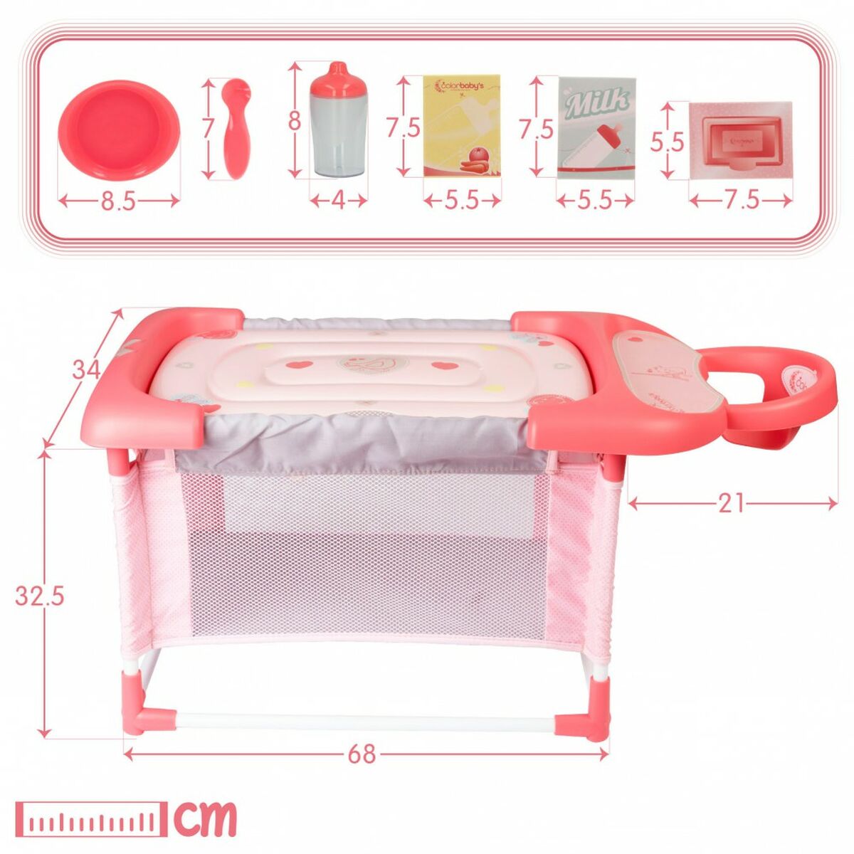 Skötbord för dockor Colorbaby 3 i 1 68 x 32,5 x 34 cm 2 antal - 5