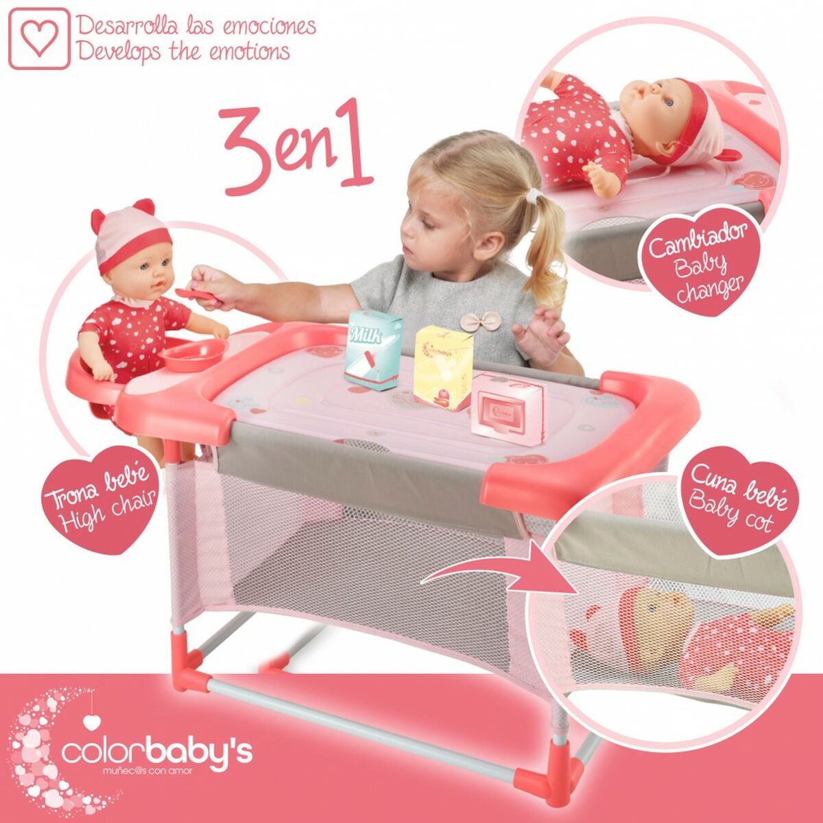 Skötbord för dockor Colorbaby 3 i 1 68 x 32,5 x 34 cm 2 antal - 3