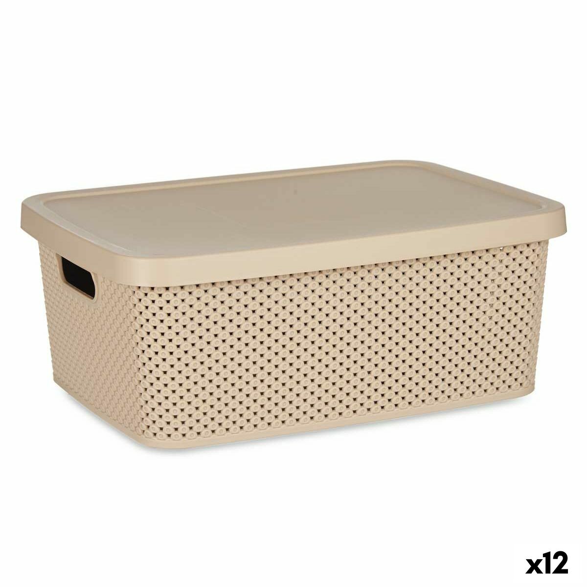 Förvaringslåda med lock Beige Plast 13 L 28 x 15 x 39 cm (12 antal)