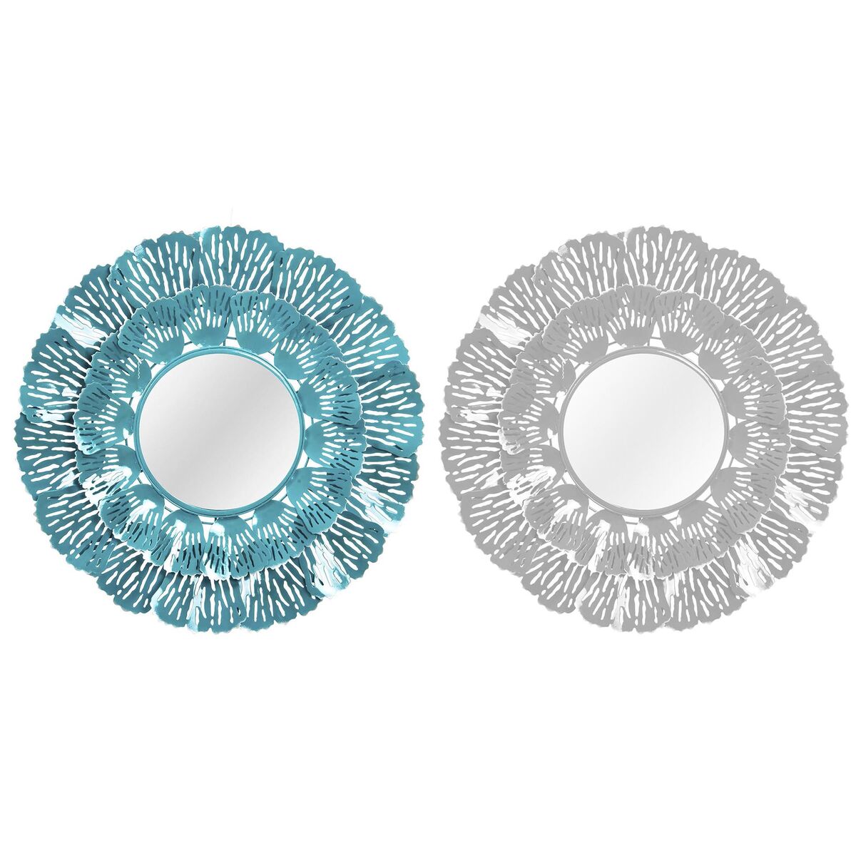 Väggspegel DKD Home Decor Blå Vit Korall Medelhavs 60 x 7 x 60 cm (2 antal) (2 Delar) - 3