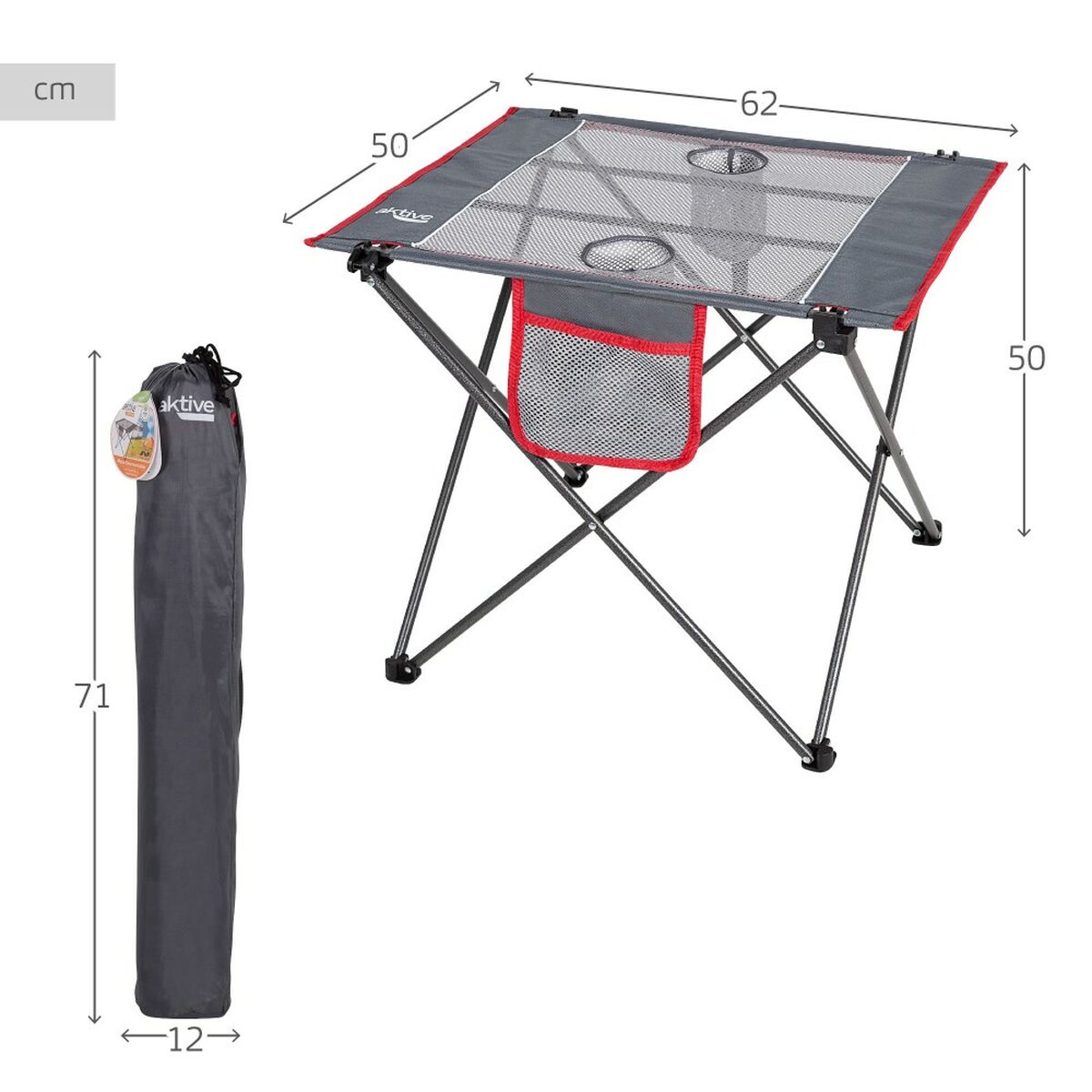 Fällbord Aktive Camping Grå 62 x 50 x 50 cm (2 antal) - 12