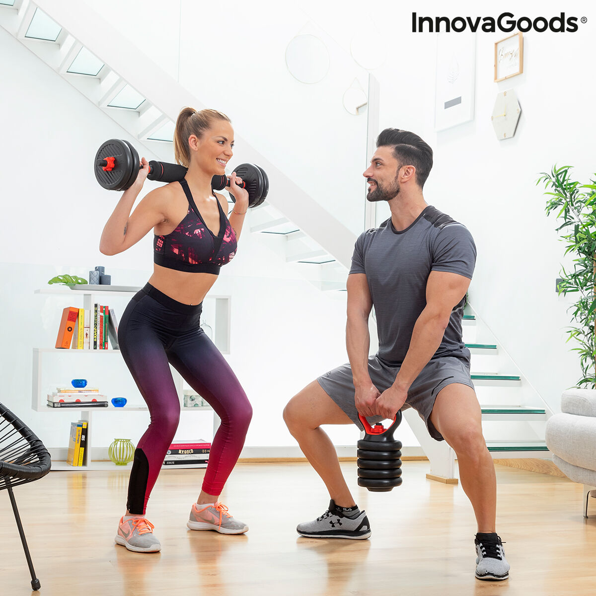 6-i-1 uppsättning justerbara vikter med träningsguide Sixfit InnovaGoods DUMBBELLS Järn (Renoverade B) - 3