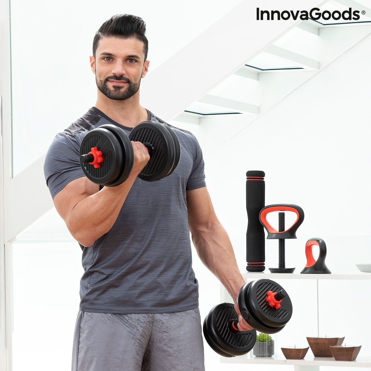 6-i-1 uppsättning justerbara vikter med träningsguide Sixfit InnovaGoods DUMBBELLS Järn (Renoverade B) - 2