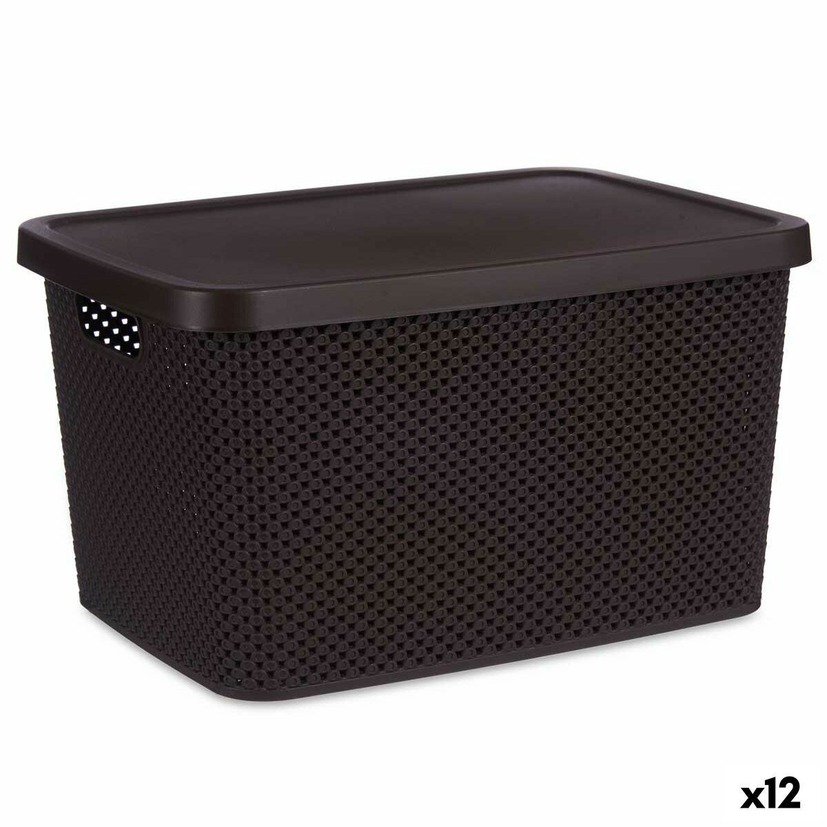 Förvaringslåda med lock Brun Plast 19 L 28 x 22 x 39 cm (12 antal) - 3