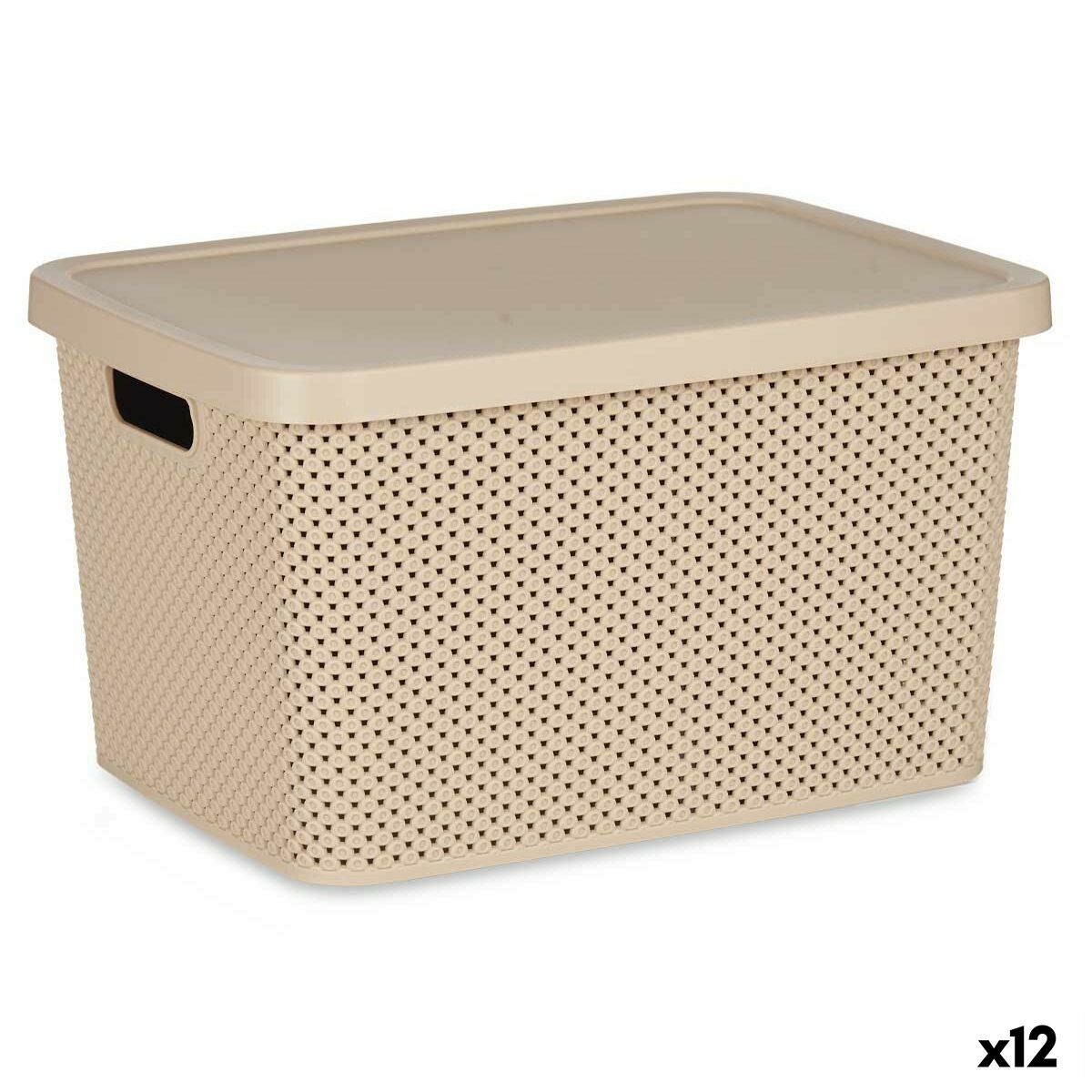 Förvaringslåda med lock Beige Plast 19 L 28 x 22 x 39 cm (12 antal) - 3