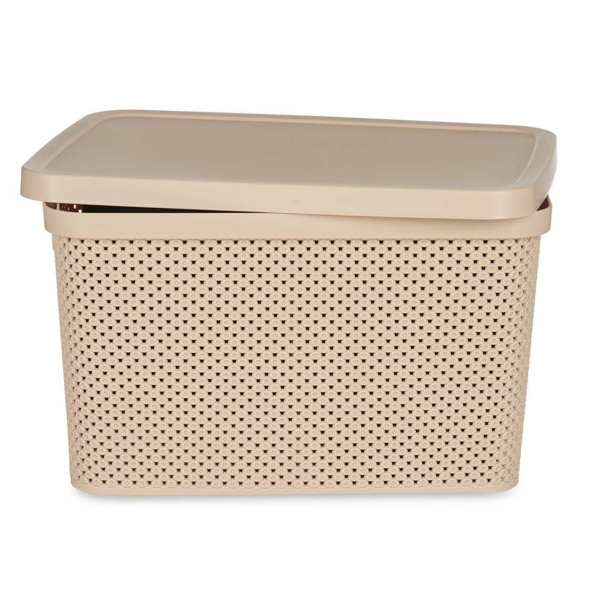 Förvaringslåda med lock Beige Plast 19 L 28 x 22 x 39 cm (12 antal) - 4