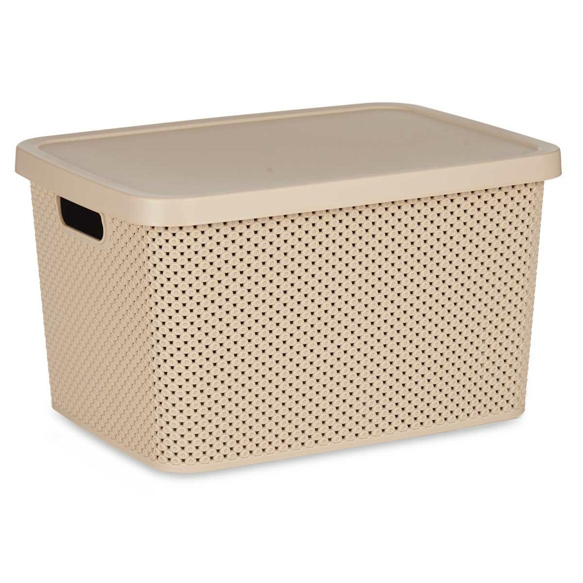 Förvaringslåda med lock Beige Plast 19 L 28 x 22 x 39 cm (12 antal) - 5