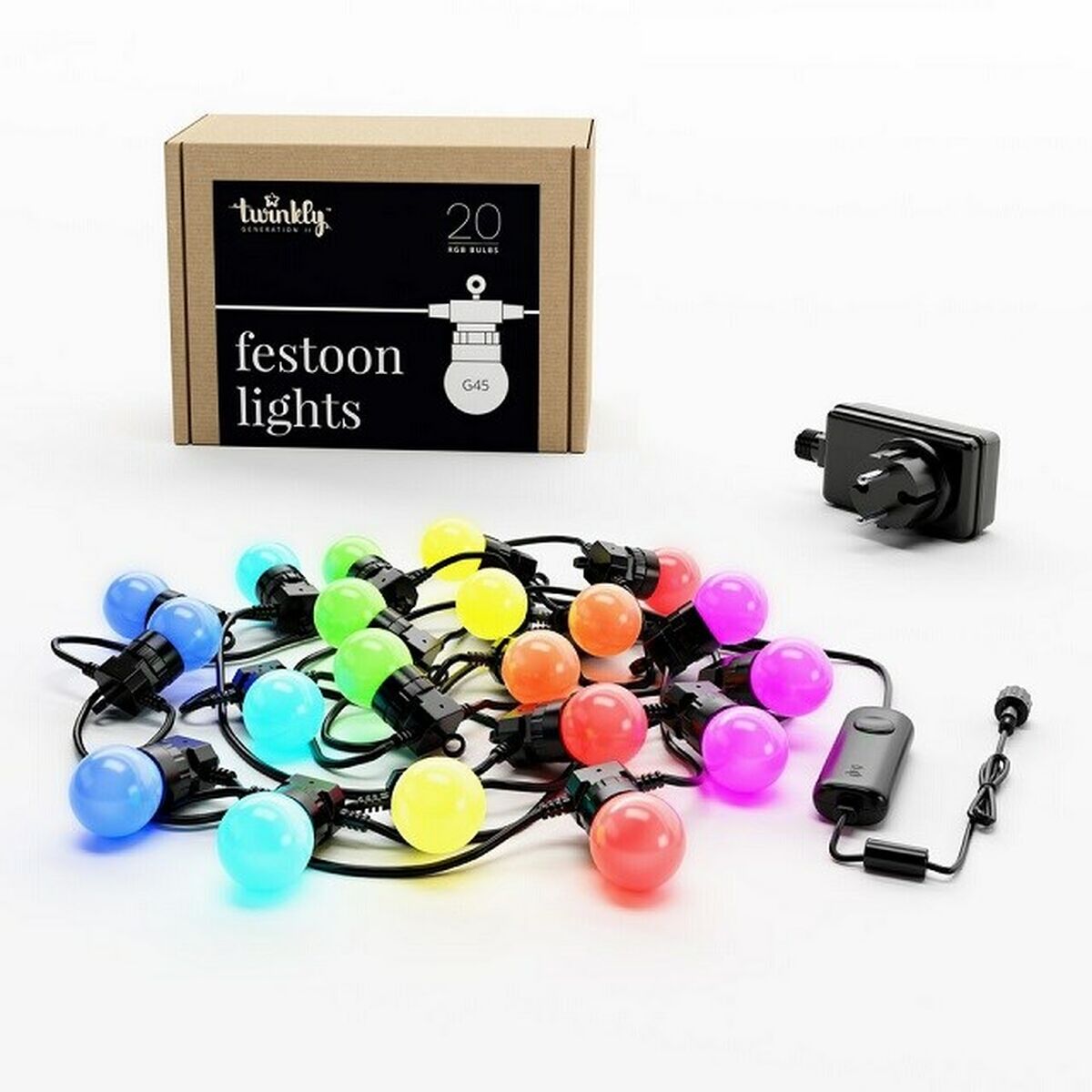 LED-krans Twinkly TWF020STP-BEU Svart Multicolour G Modern