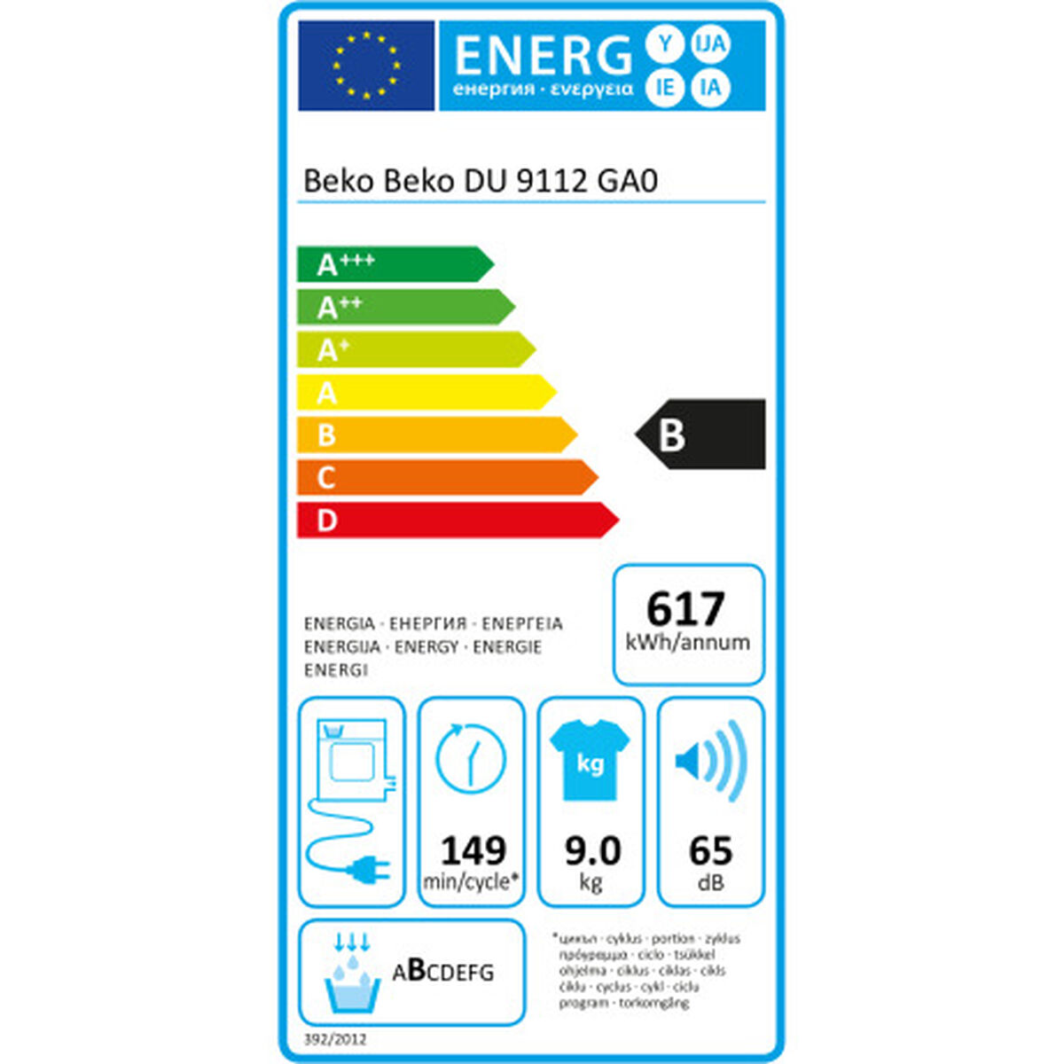 Kondensationstork BEKO DU 9112 GA0 Vit 9 kg - 4
