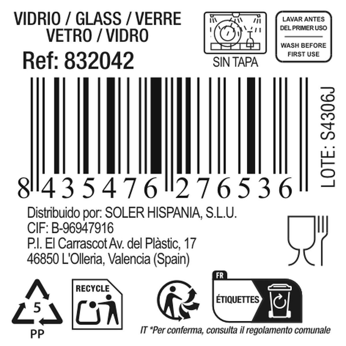 Krus med Skruvlock och Doserare La Mediterránea Chrysler 1,8 L Glas (6 antal) - 5