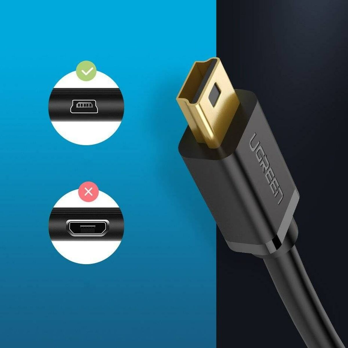 USB till Mini USB Kabel Ugreen 10355B Svart - 3