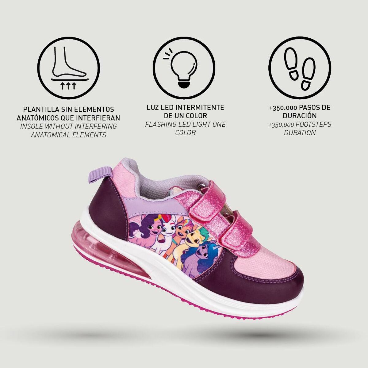 Sportskor med LED My Little Pony Velcro Rosa - 5