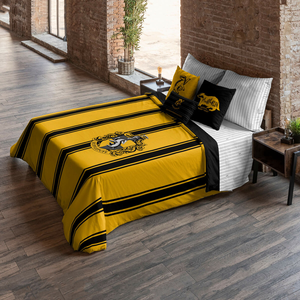 Påslakan Harry Potter Hufflepuff Gul Svart Multicolour 175 Trådar 220 x 220 cm Säng 135/140 - 2