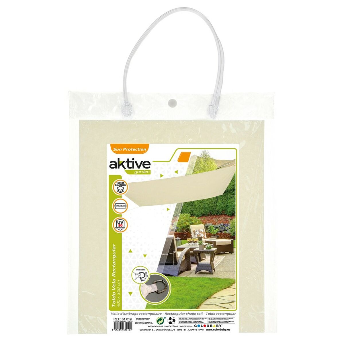 Skugga segel Aktive Triangulär Kräm 300 x 400 cm (4 antal) - 4